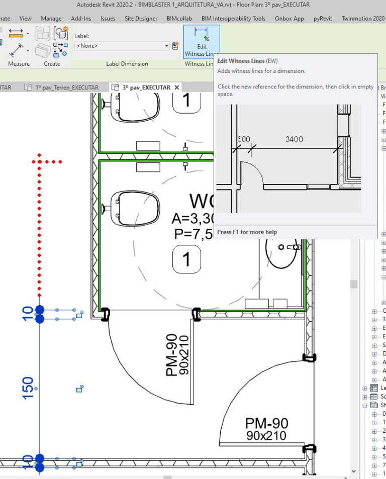 REVIT - Continuidade de dimensões