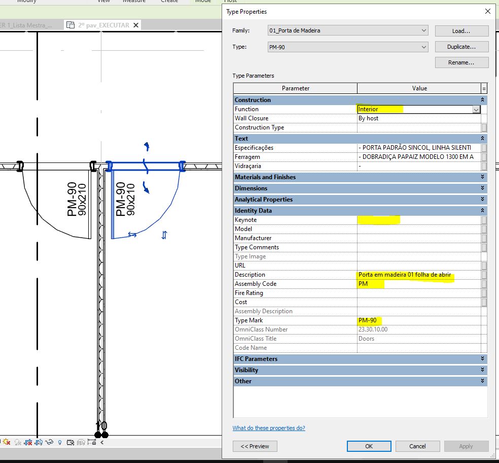 REVIT - Propriedades de elementos