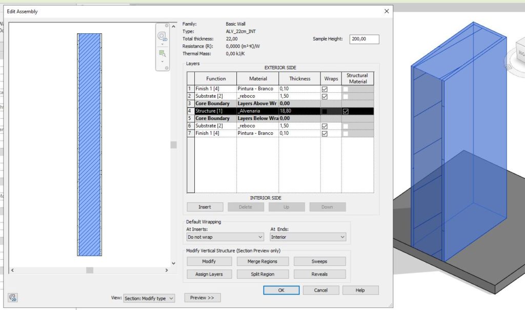 REVIT - Paredes multi-camadas
