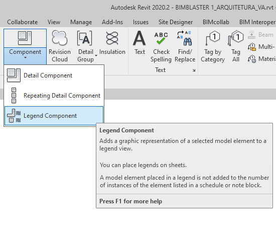 REVIT - legenda de componente