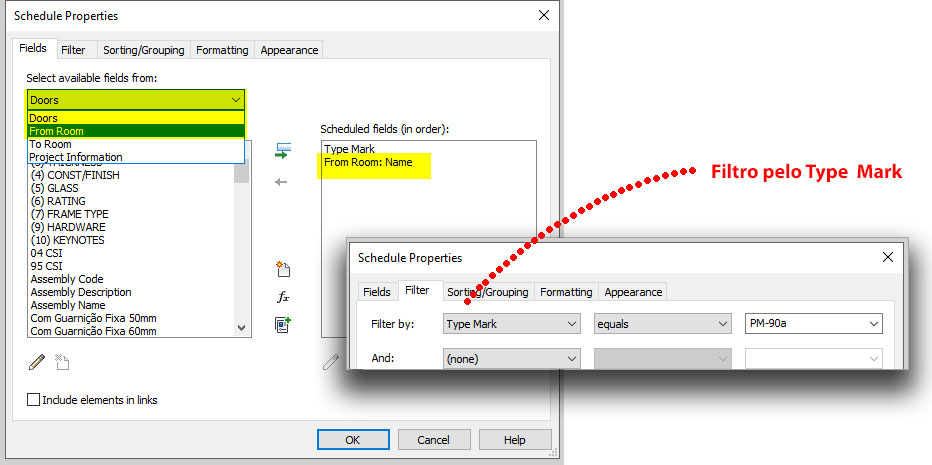 REVIT - Tabela portas com From Room